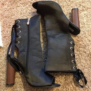 Black and brown high heels